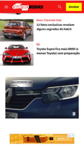 Print da campanha da Renault no site da revista digital Quatro Rodas